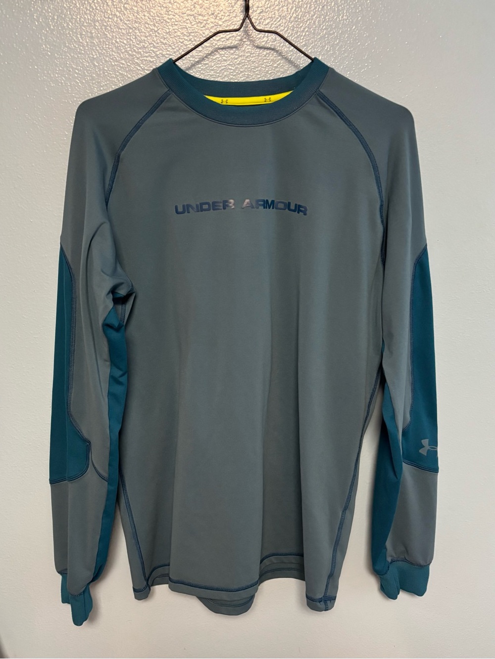 Under Armour Blue Performance ColdGear Catalyst Top with Yellow Accents